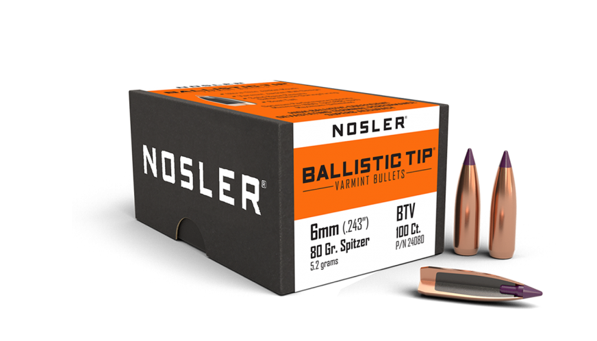 Куршуми Nosler Ballistic Tip Varmint 6mm, dia .243, 80gr